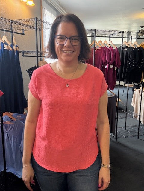 Coral Boat Neck Top