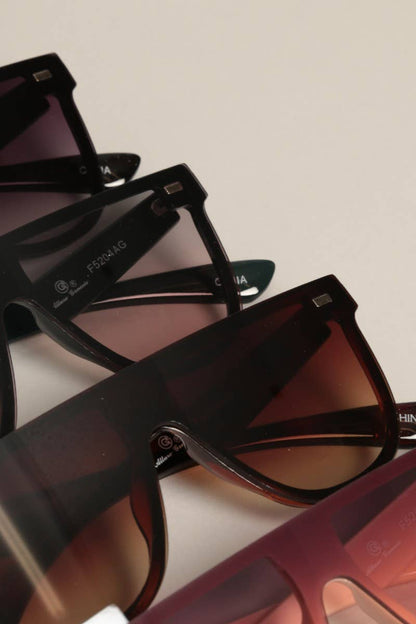 Women's Flat Top Shield Round Sunglasses