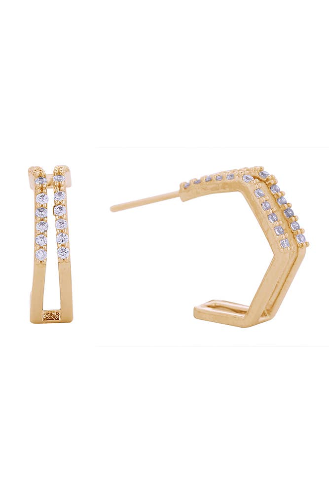 14K Open Hexagon Post Earrings: Gold