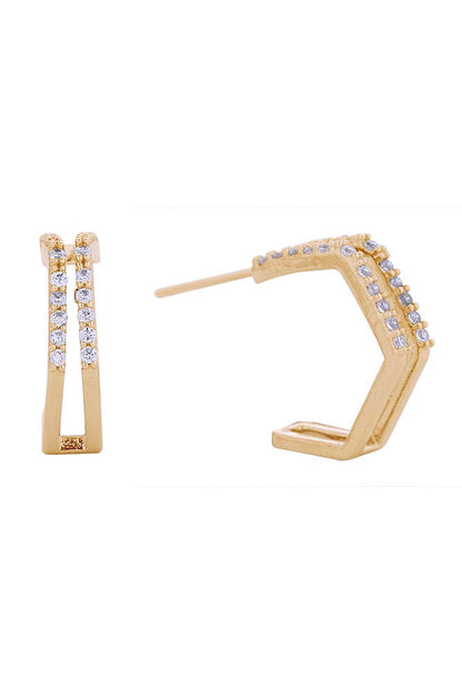 14K Open Hexagon Post Earrings: Gold