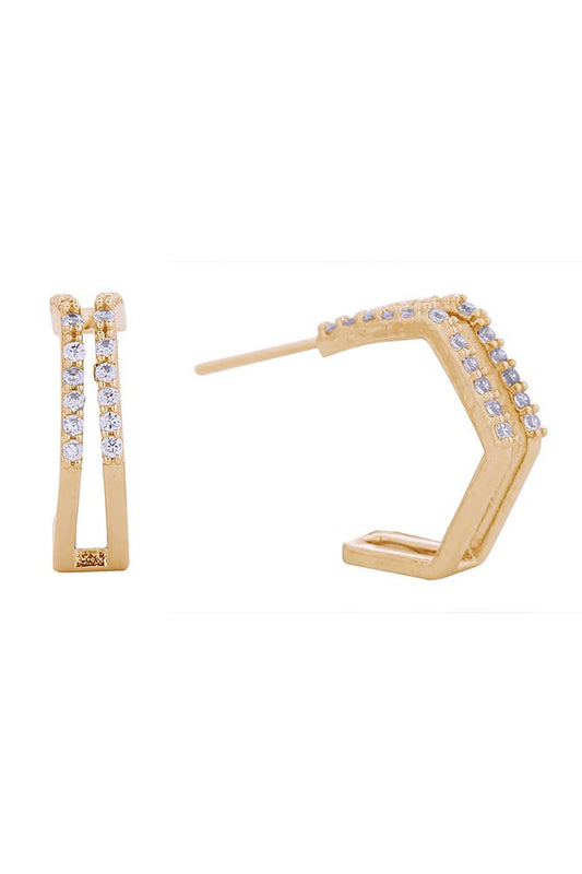 14K Open Hexagon Post Earrings: Gold