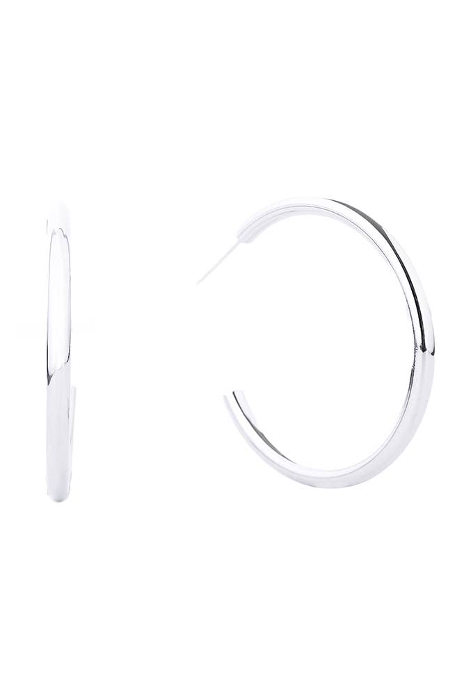 14K Metal Post Hoop: White Gold / 3cm
