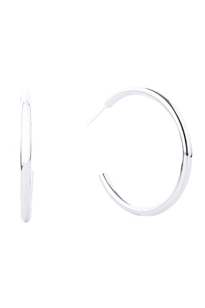 14K Metal Post Hoop: White Gold / 3cm