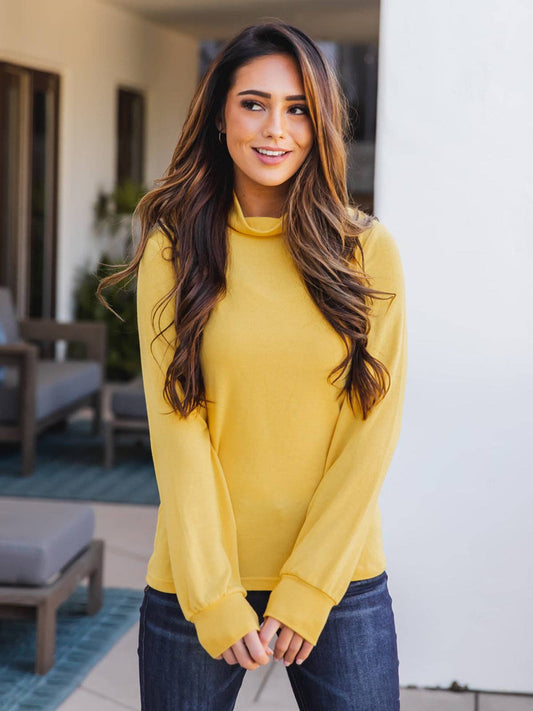 Cowl Neck Asher Top: Yellow