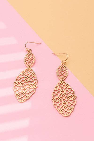 MATTE FILIGREE DOUBLE DROP EARRINGS: MATTE SILVER