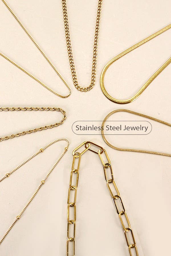 STAINLESS STEEL WATERPROOF TARNISH FREE NECKLACE BOX: Gold