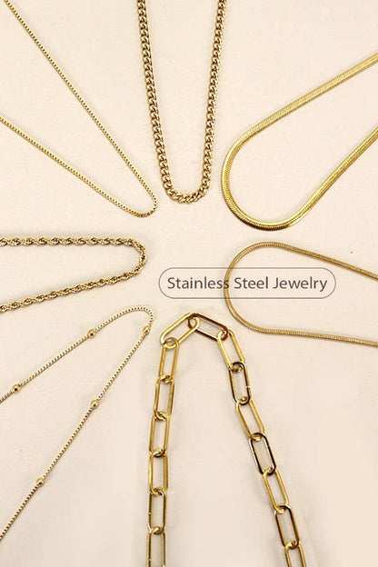 STAINLESS STEEL WATERPROOF TARNISH FREE NECKLACE BOX: Gold