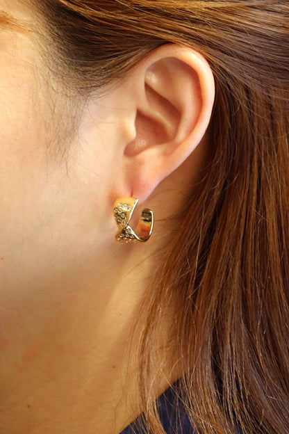 14K Starry Night Hoop Earrings: White Gold