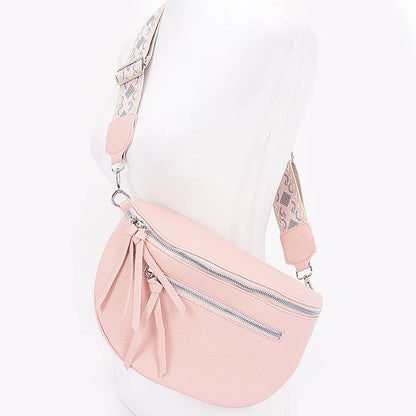 Faux Leather Crossbody Bag Belt: Pink
