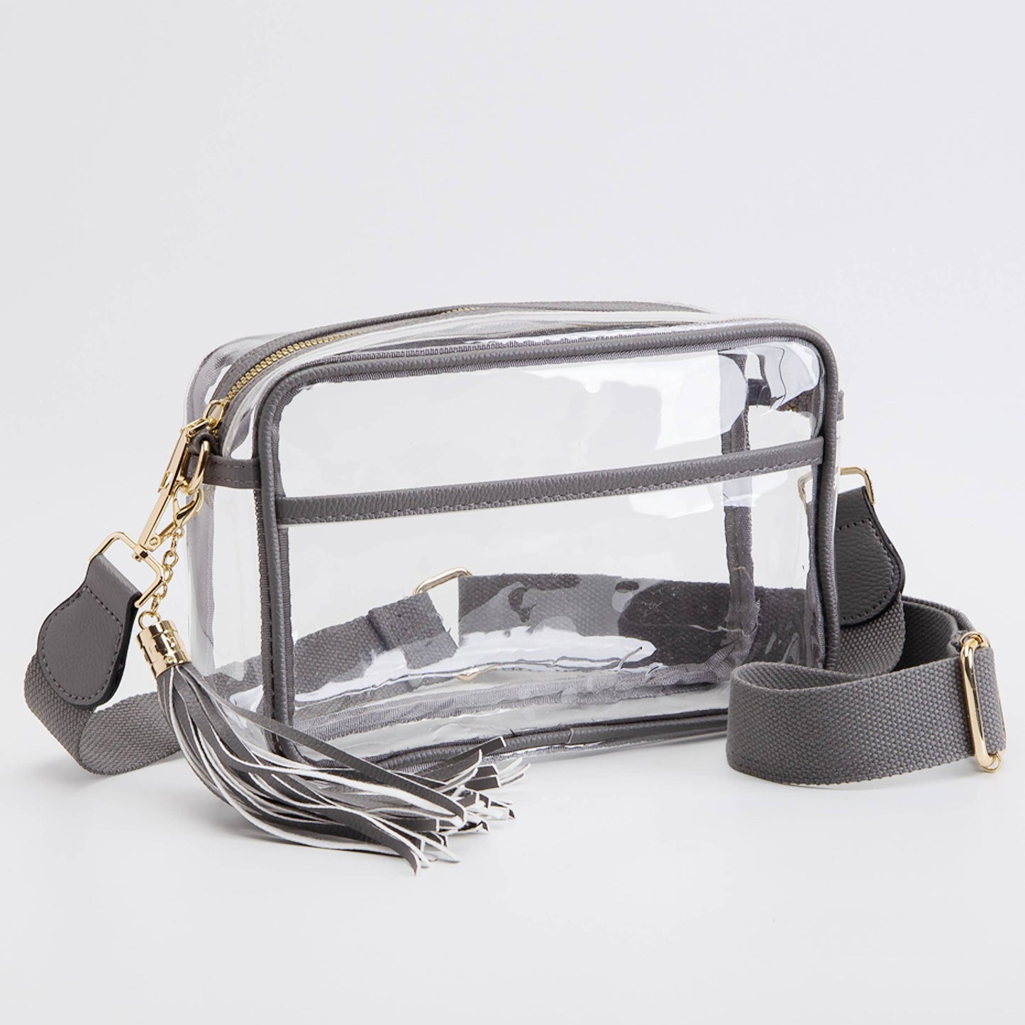 Clear PU Cross Body Camera Bag: Gray