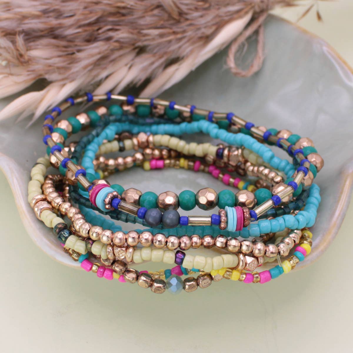 Summer Splash Bead Stretch Bracelet Set