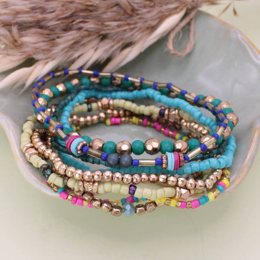 Summer Splash Bead Stretch Bracelet Set