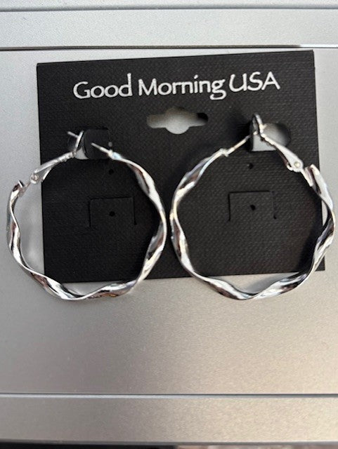 Silver Twisted Hoop Earring
