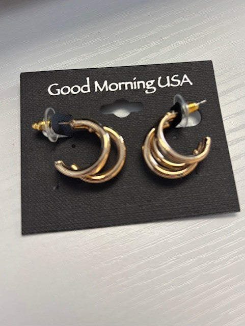 Gold 3-Ring Hoop Earring